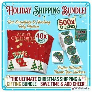 40 10x13 Poly Mailers & 500 Thank You Stickers